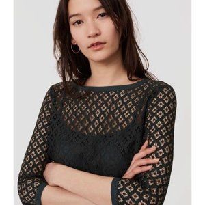 Ann Taylor Loft Green Diamond Lace Shift